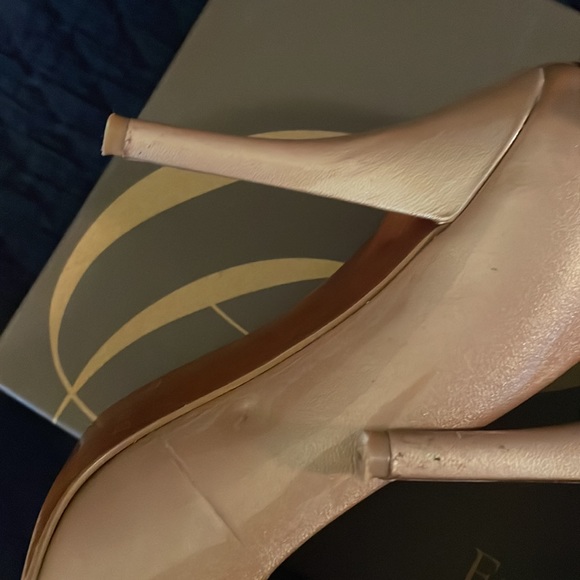 Enzo Angiolini Eamistle Natural Nude Peep Toe Heels a/Ankle Lace Bow - Size 7.5 - Picture 8 of 8